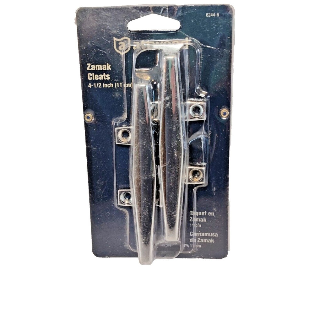 Attwood 4-1/2" Hollow Base Cleat, Part 6244-6, 1 Pair, Perma Plate Chrome, NOS